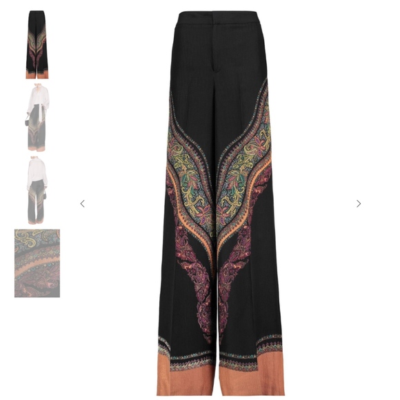 Etro IT 42 / US 6 Printed Silk Wide Leg Pants BNWT - Picture 3 of 6